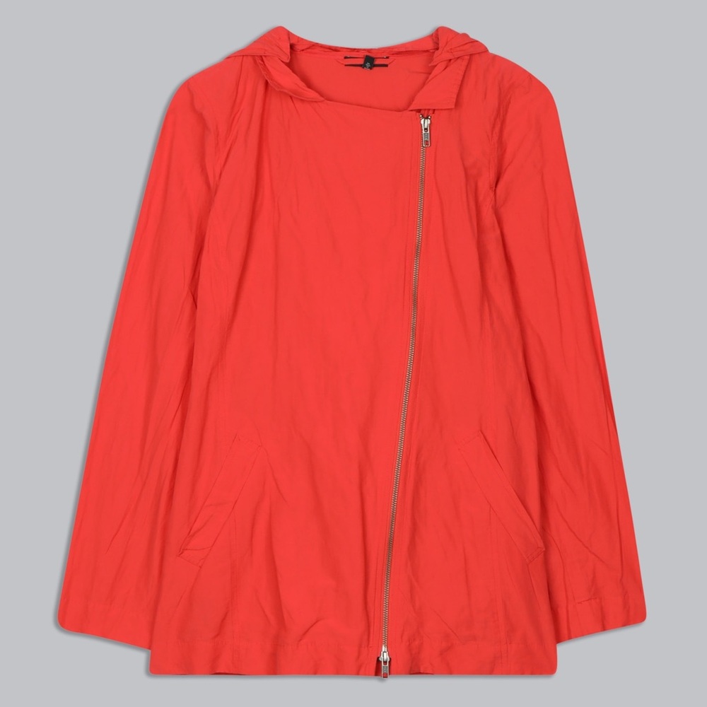 Eileen Fisher rumpled cotton steel coat orange moto jacket